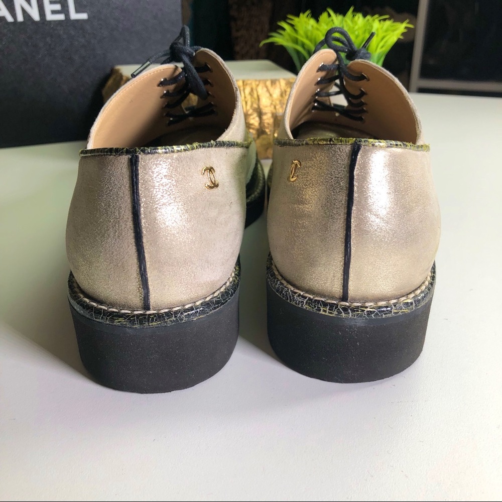 Chanel Authentic Lace Up Oxfords W/ Box 38.5 - Picture 5 of 8